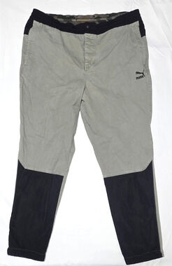 Puma Pants Mens XL Green Black Colorblock Cargo Joggers Cotton Camo Liner 572851